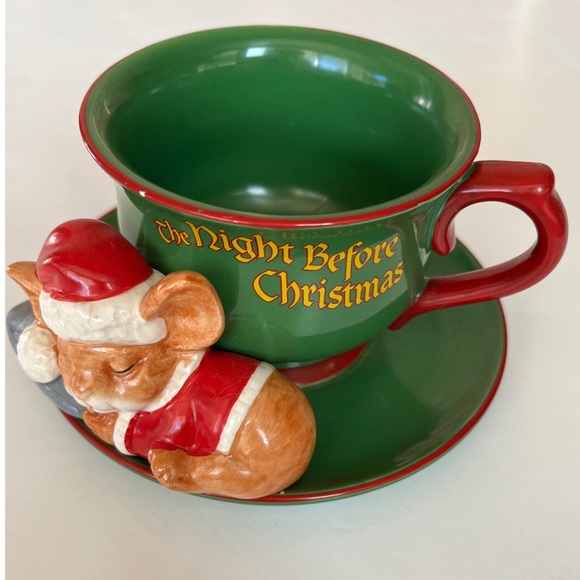 Other - Teleflora Christmas Planter Night Before Christmas Sleeping Mouse Cup & Saucer